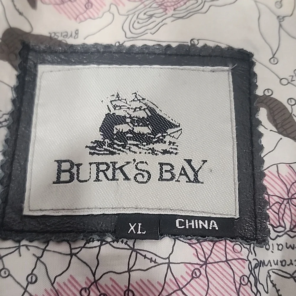 Burk's Bay Men's Black Leather Bomber Jacket. XL - Picture 11 of 13